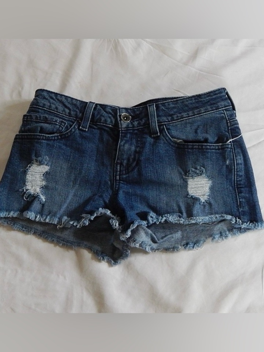 Vans Women's Distressed Denim Shorts - Dark Blue